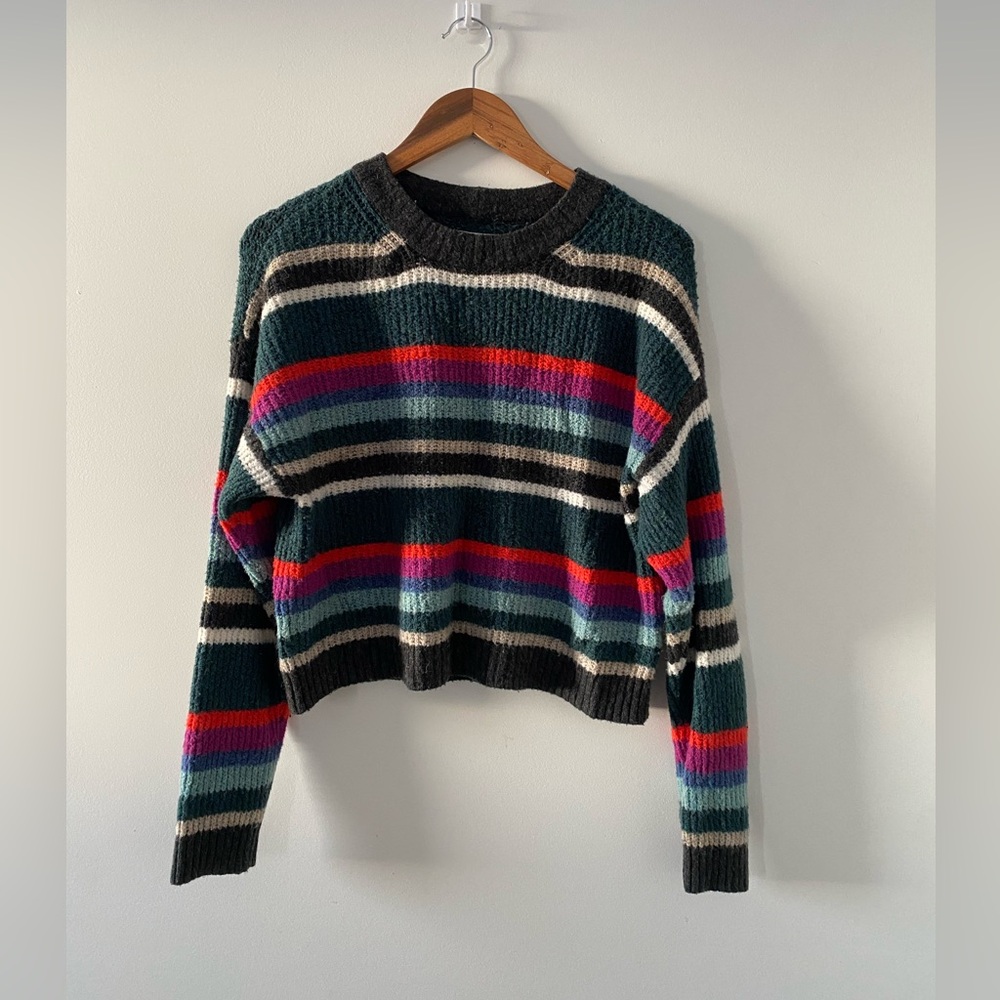 American Eagle Outfitters Colorful Striped Sweater Crew